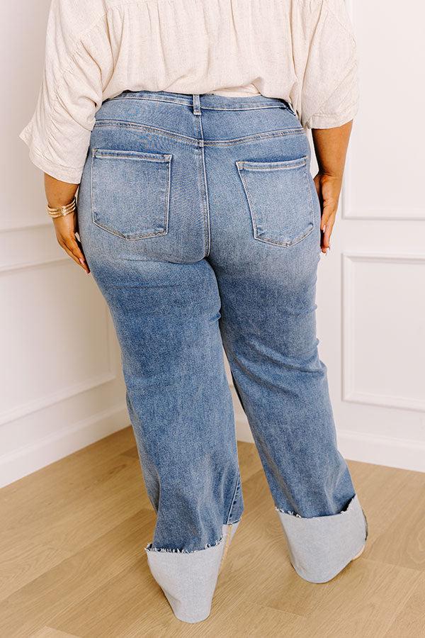 RISEN Ellie High Waist Straight Leg Cuffed Jean Curves Product Image