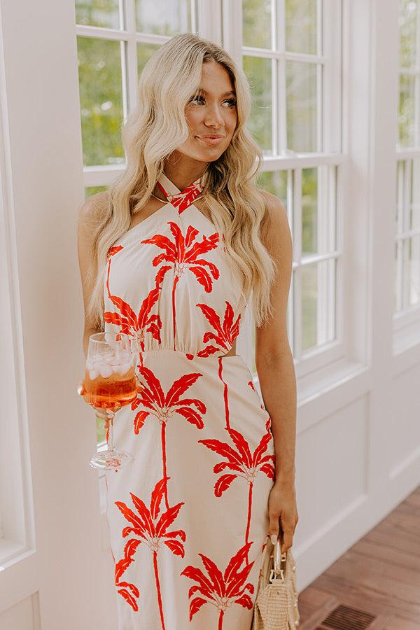 Palm Tree Paradise Halter Midi Dress Product Image