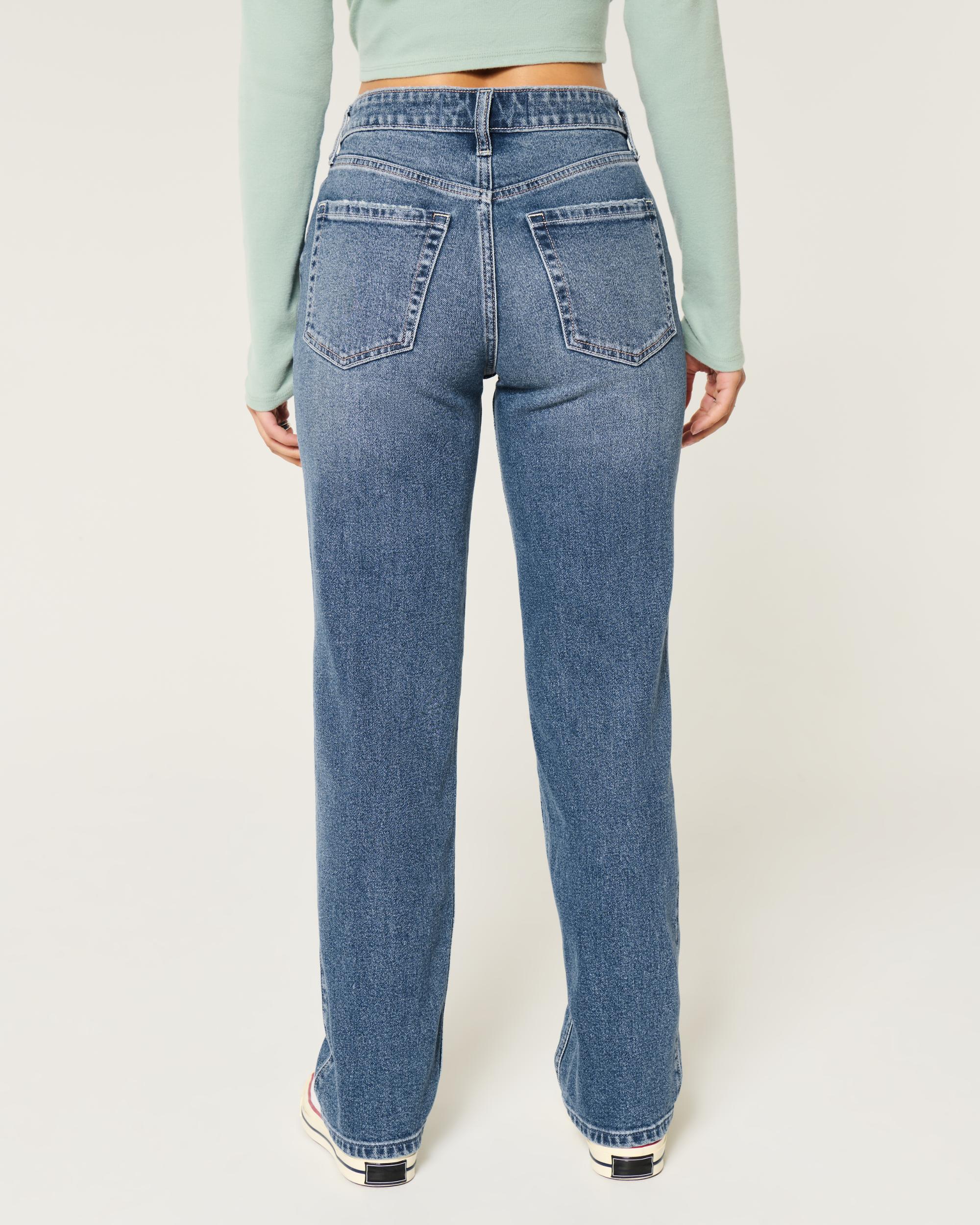 High-Rise Medium Wash Straight Jeans Product Image