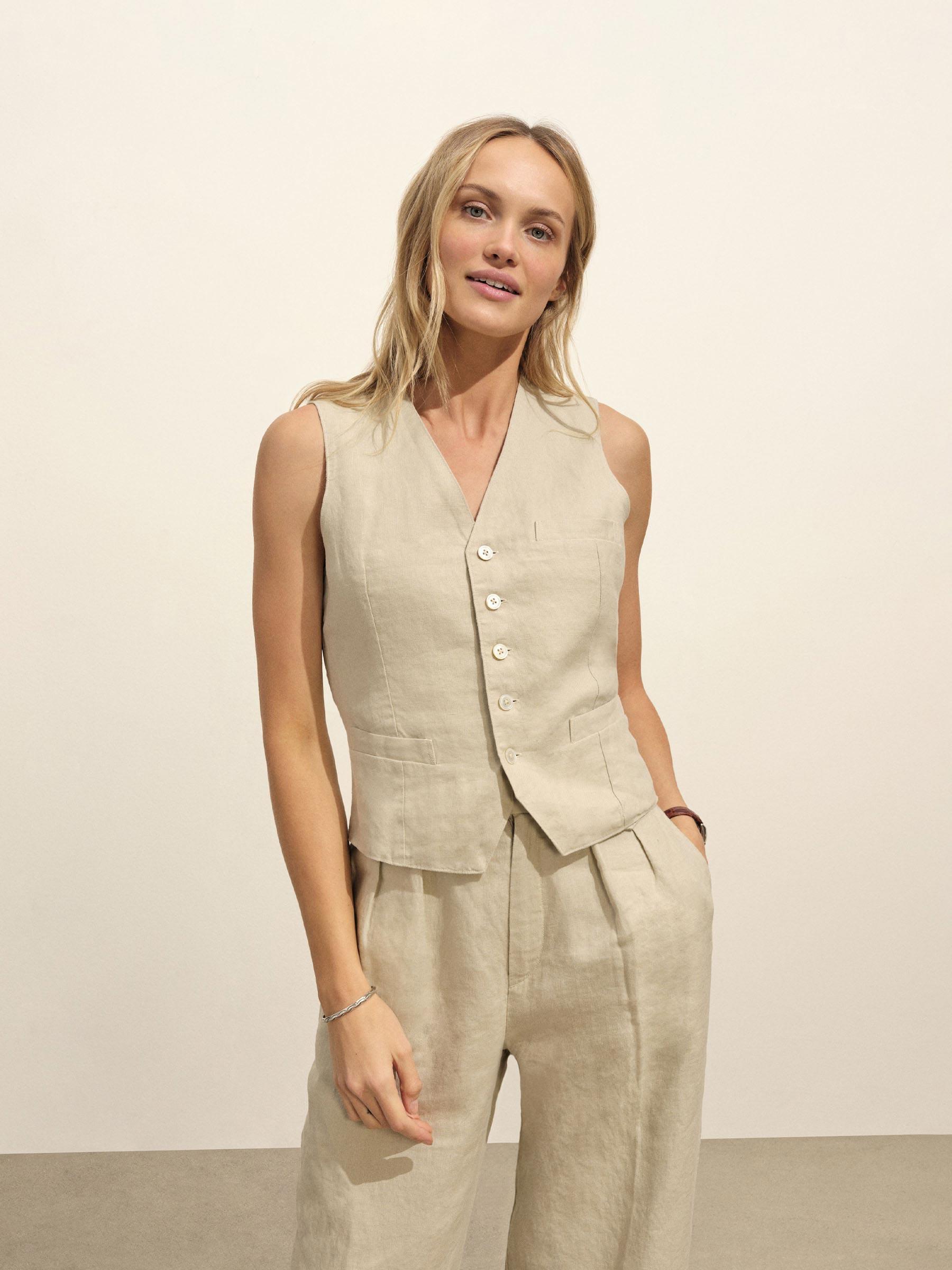 Soft Sand Riviera Linen Vest Product Image
