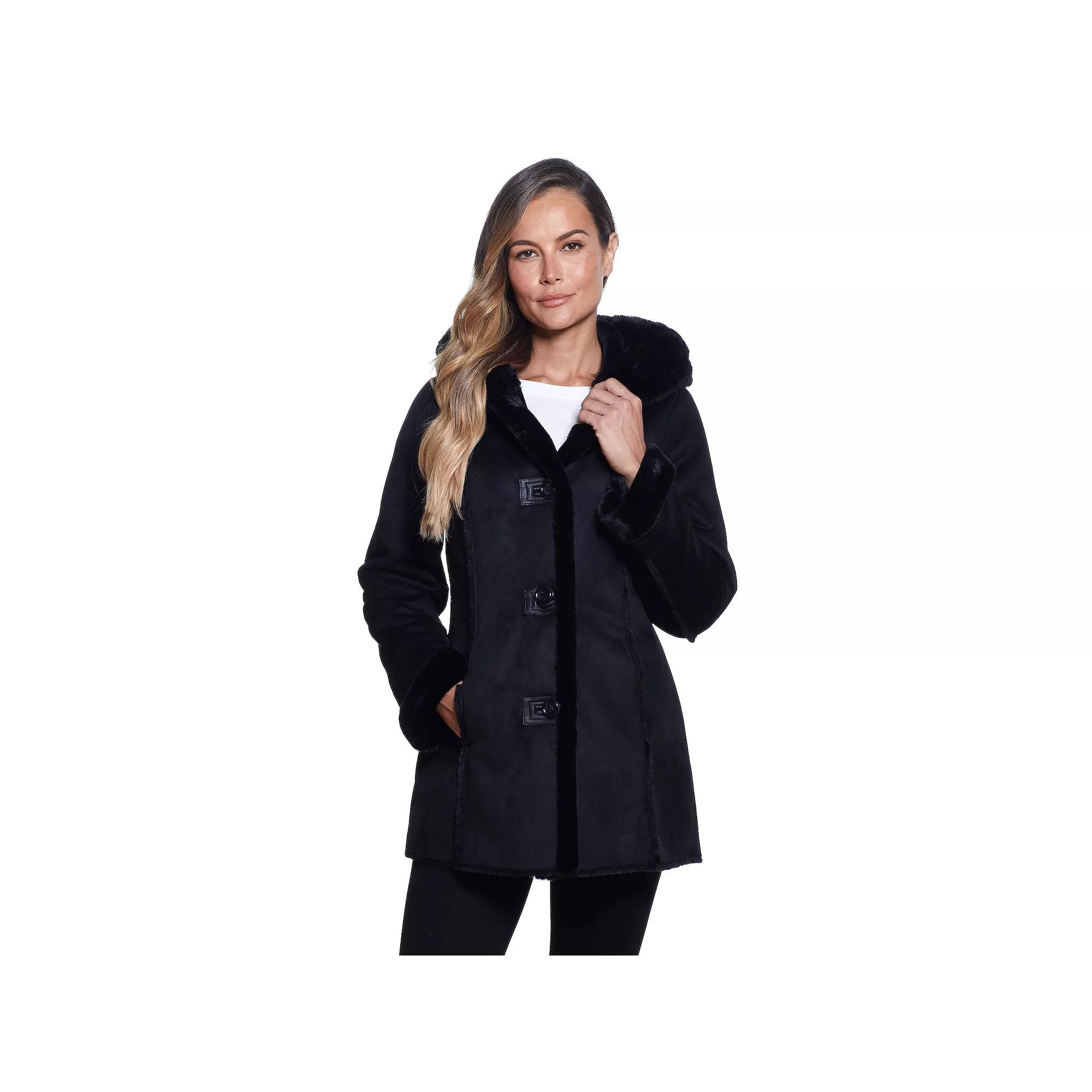 Women's Gallery Hooded Faux-Fur Coat,  Product Image
