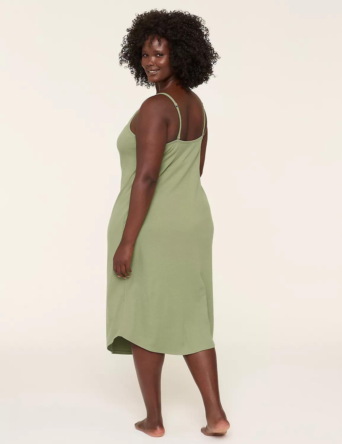 Comfy Cotton Rib Lace-Trim Henley Midi Sleepshirt Product Image