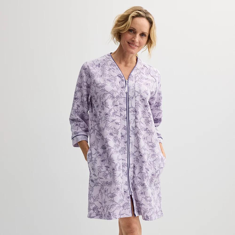 Women's Croft & Barrow® Quilted Zip Short Robe, Size: XXL, Floral Bird Product Image