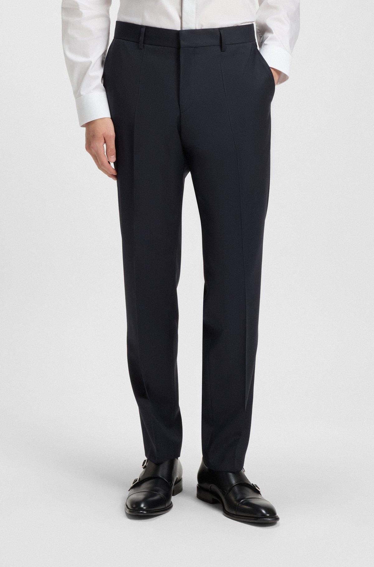 BOSS - Regular-fit suit in striped virgin wool - Dark Blue Product Image