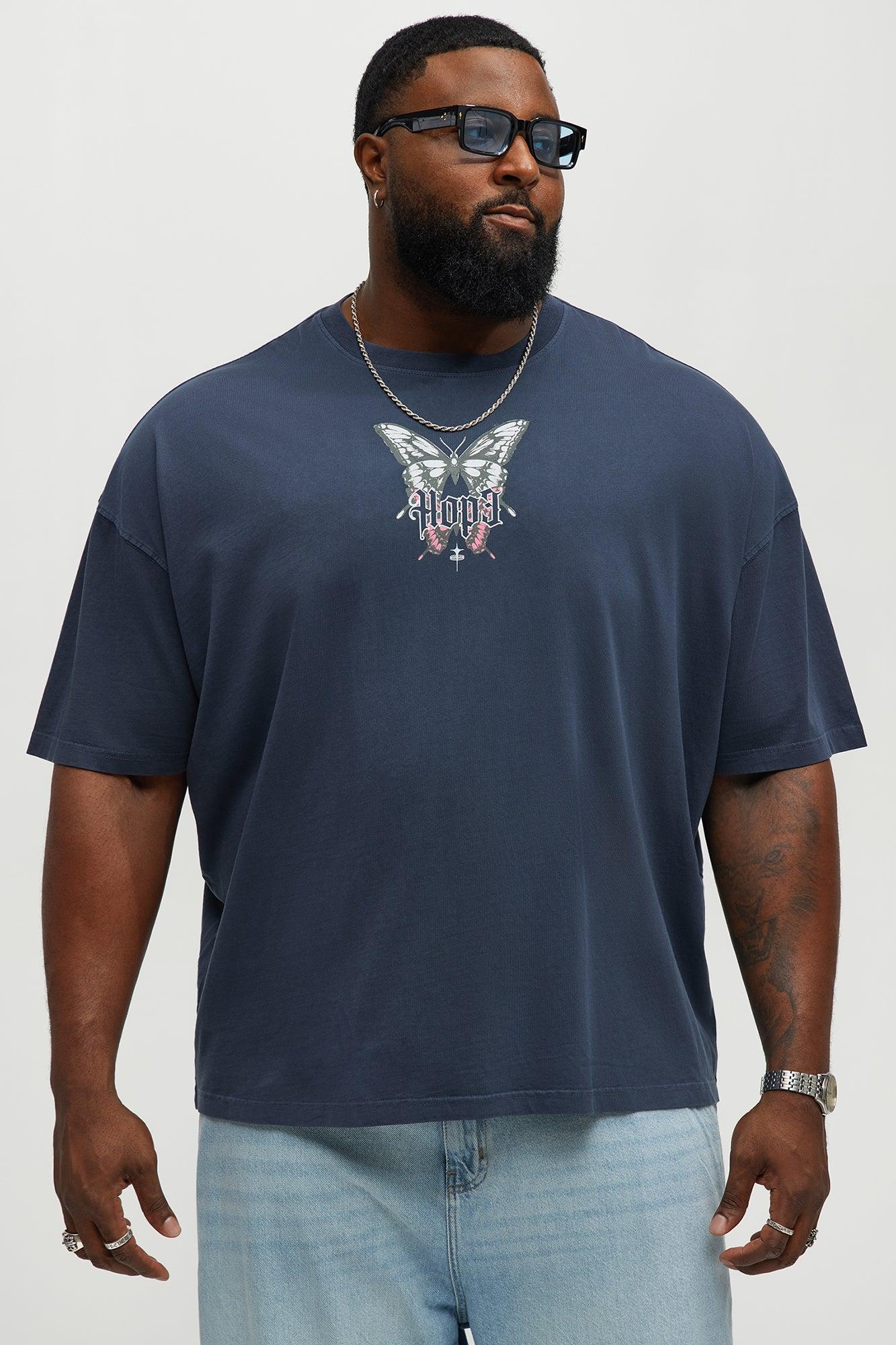 Butterfly Of Hope Oversized Short Sleeve Tee - Navy Male Product Image