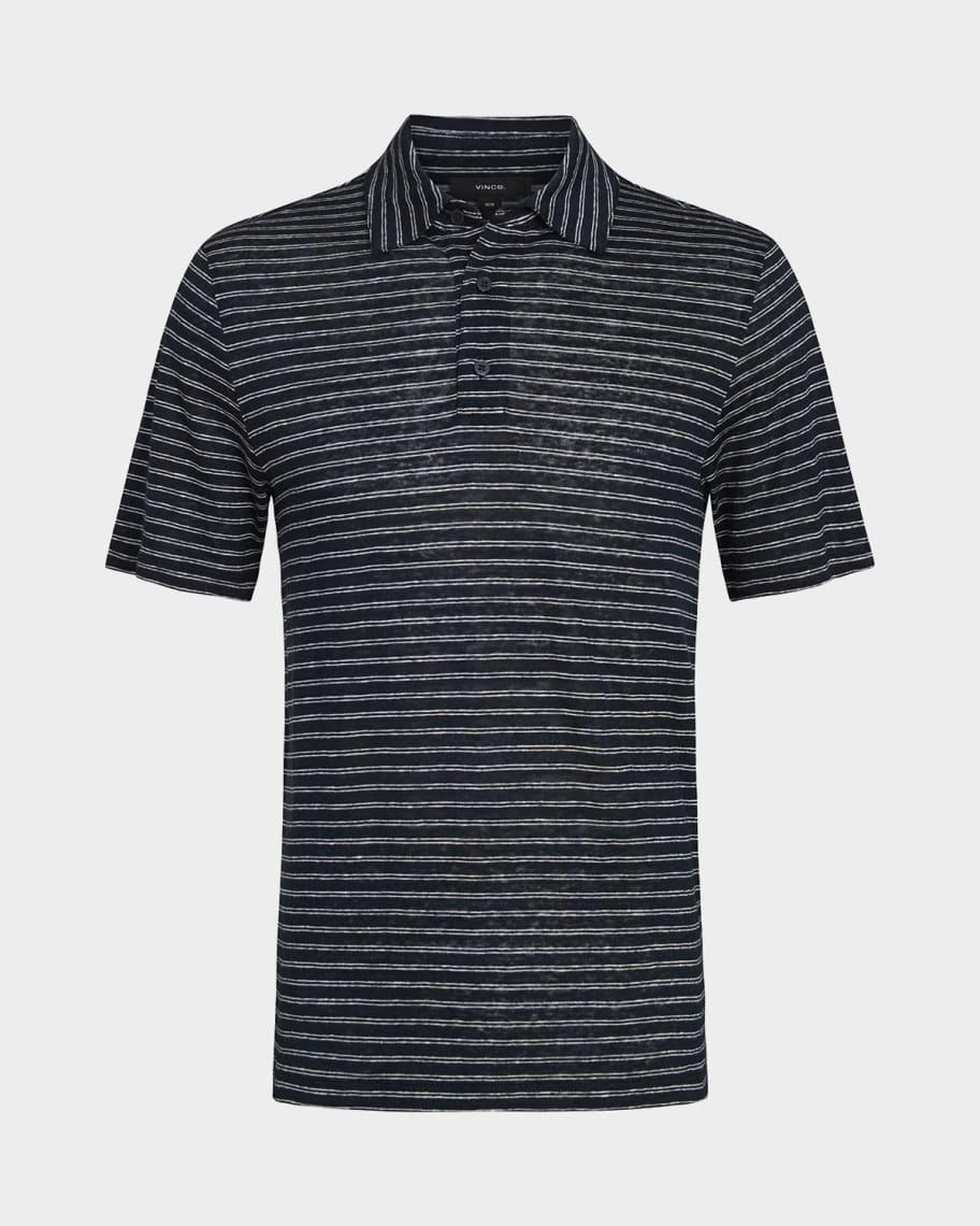Striped Linen Jersey Polo Shirt Product Image