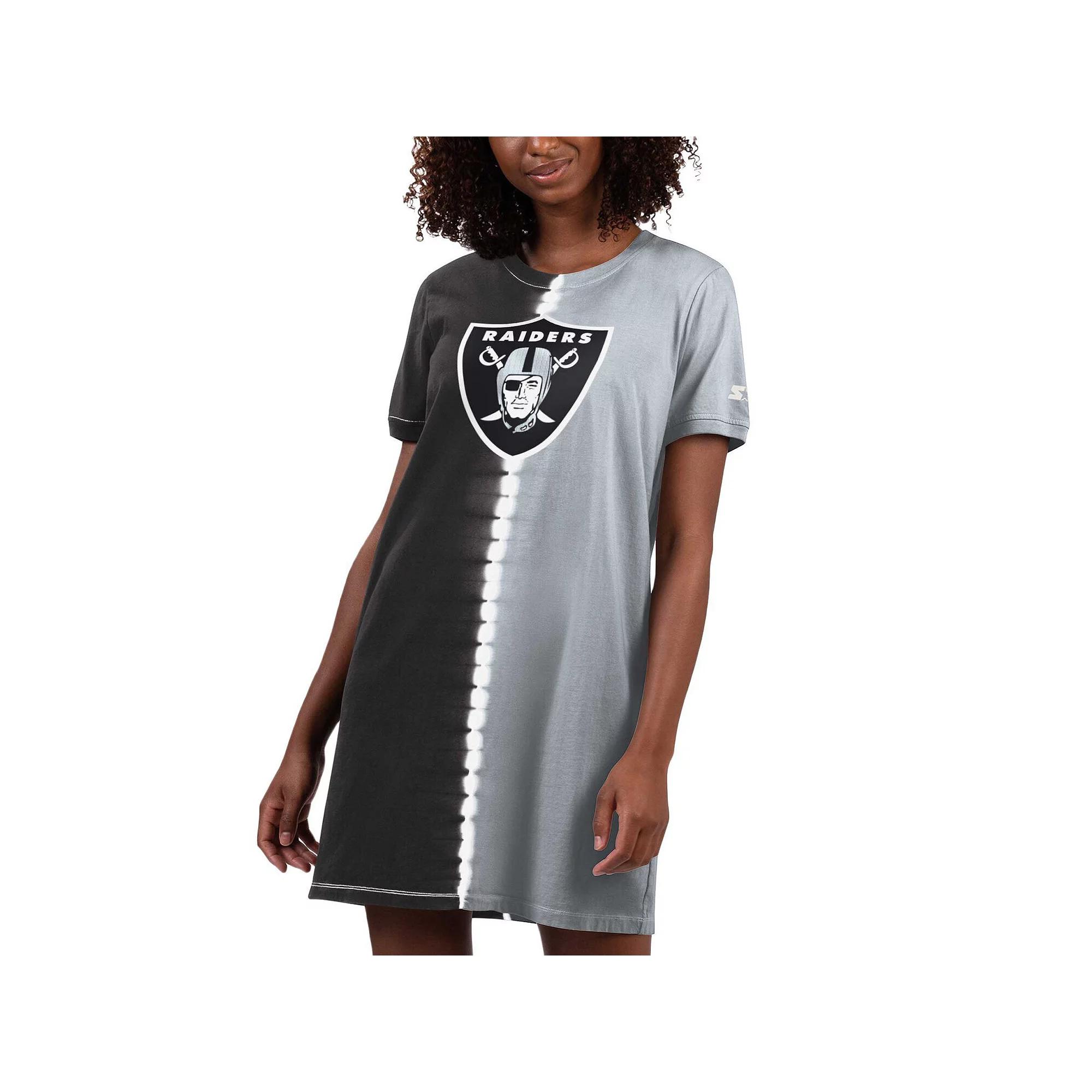 Women's Starter Black Las Vegas Raiders Ace Tie-Dye T-Shirt Dress, Size: XL, Lvr Black Product Image