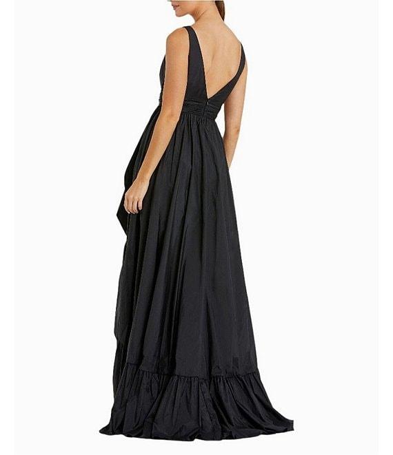 Mac Duggal Surplice V-Neck Sleeveless Ruffle Slit High-Low Tiered Ruffle Hem Ball Gown Product Image