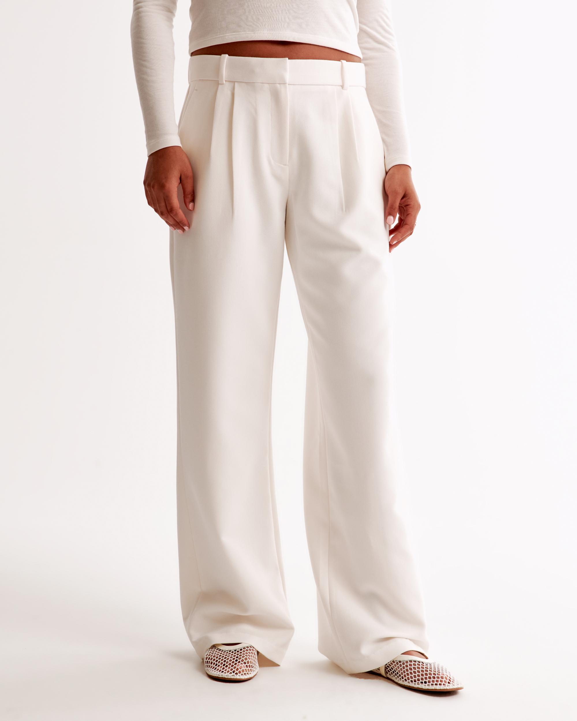 Curve Love A&F Sloane Low Rise Tailored Wide Leg Pant Product Image