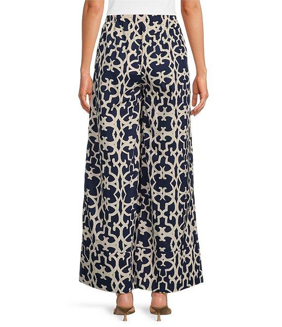 Ro's Garden Nico Printed Woven Tie Waist Wide Leg Pants Product Image