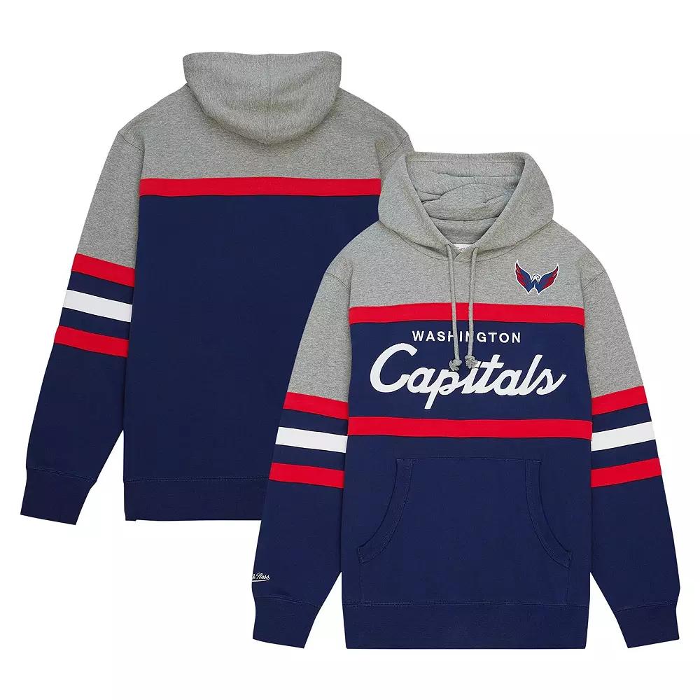 Men's Mitchell & Ness Navy/Gray Washington Capitals Head Coach Pullover Hoodie,  Product Image