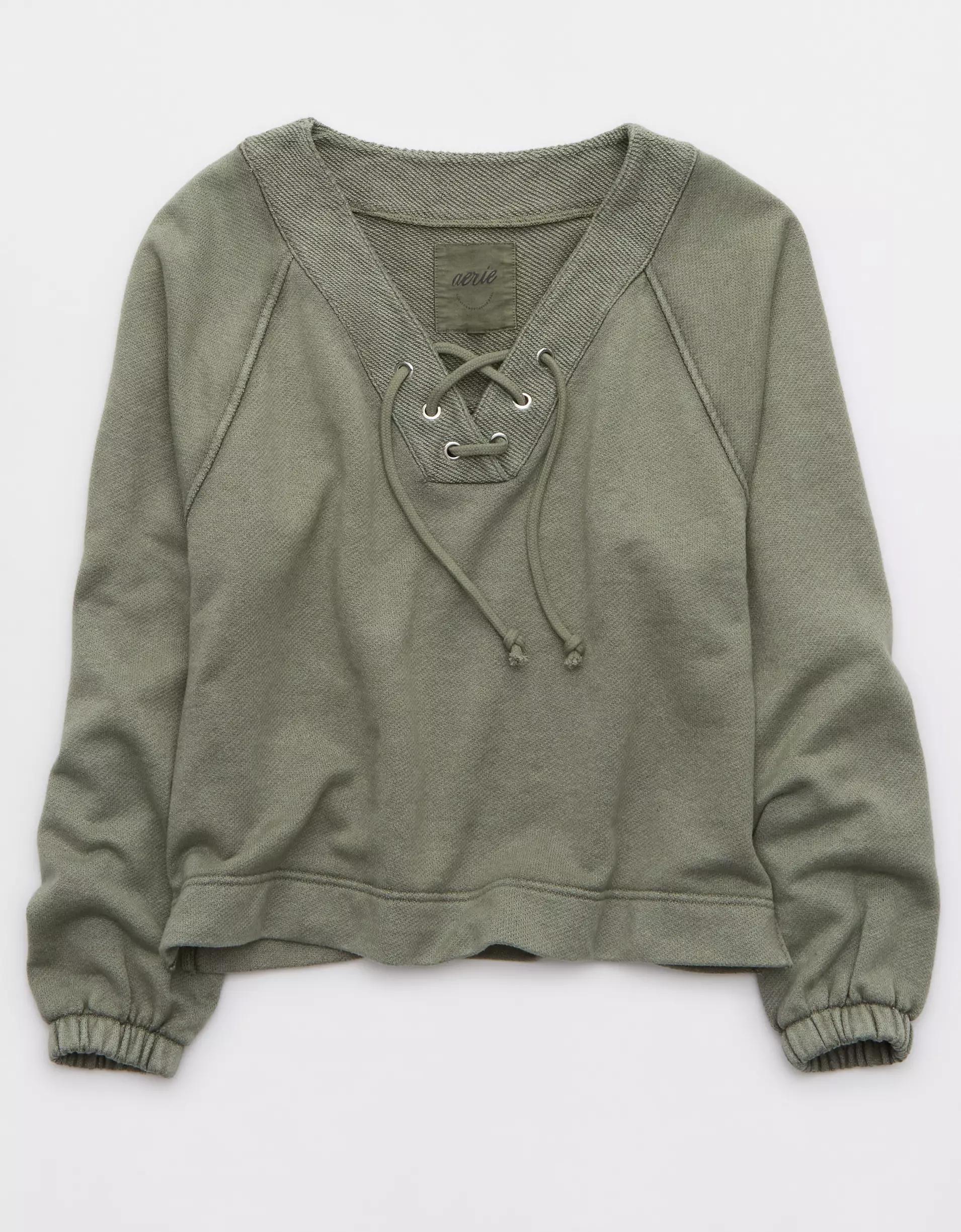 Aerie Lace Up Sweatshirt Product Image