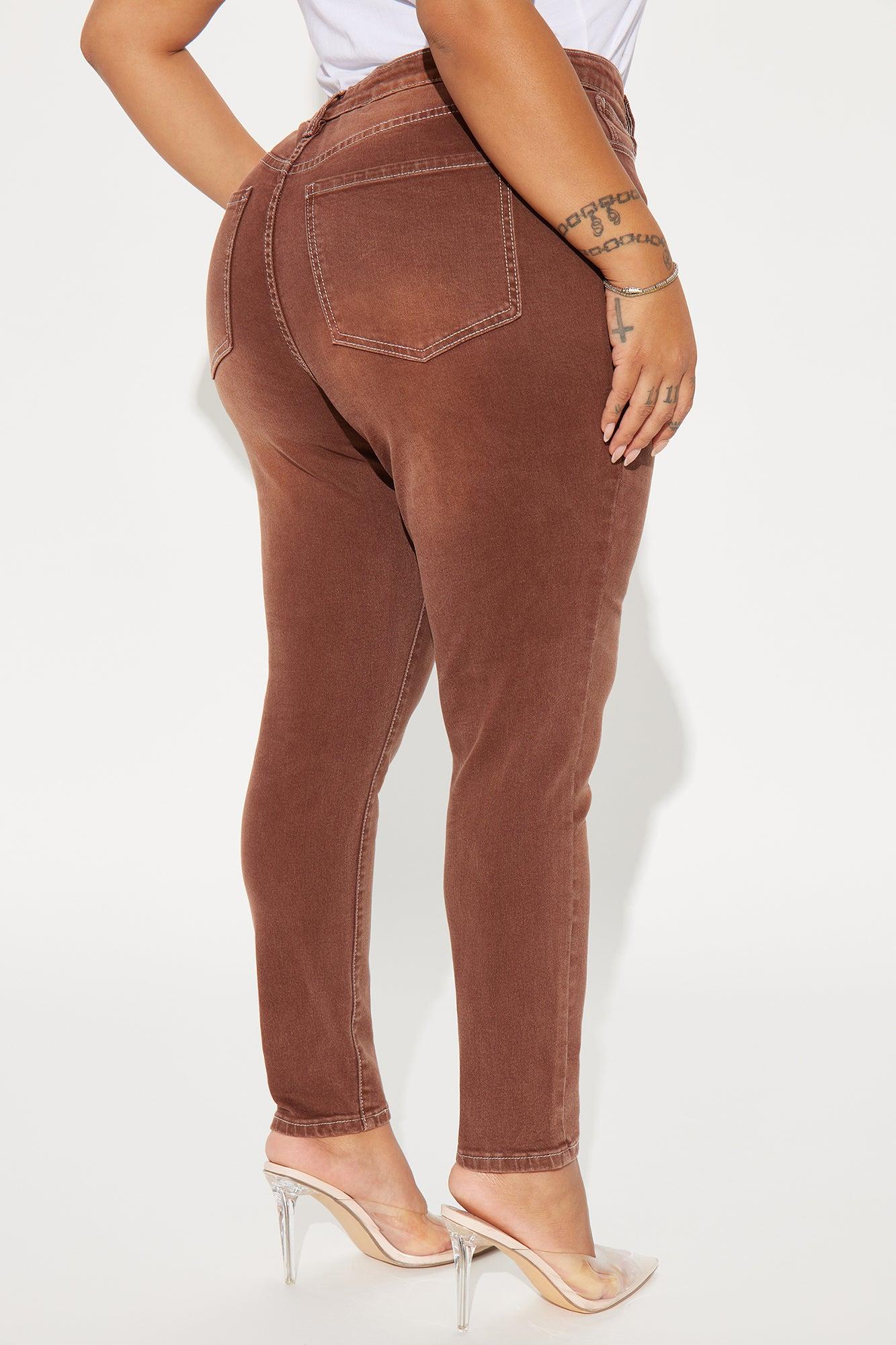 Give It A Shot Stretch Skinny Jeans - Brown Product Image