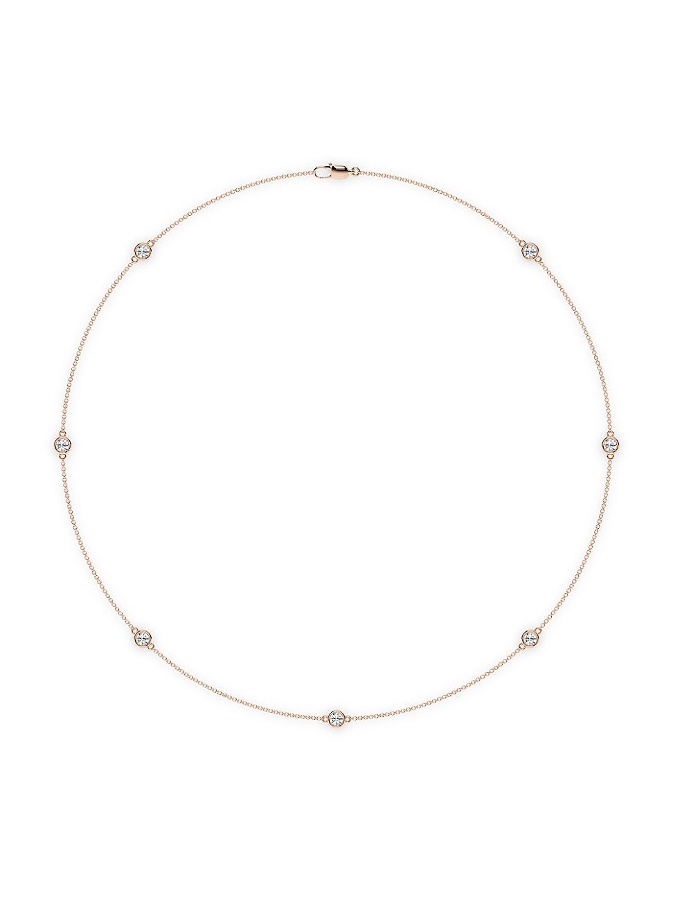 Womens 14K Rose Gold & 7-Diamond Station Necklace/0.70-2.10 TCW Product Image