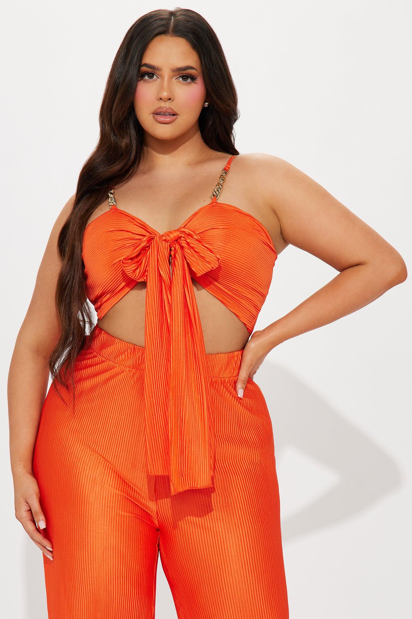 Royal Fantasies Plisse Pant Set - Orange Product Image