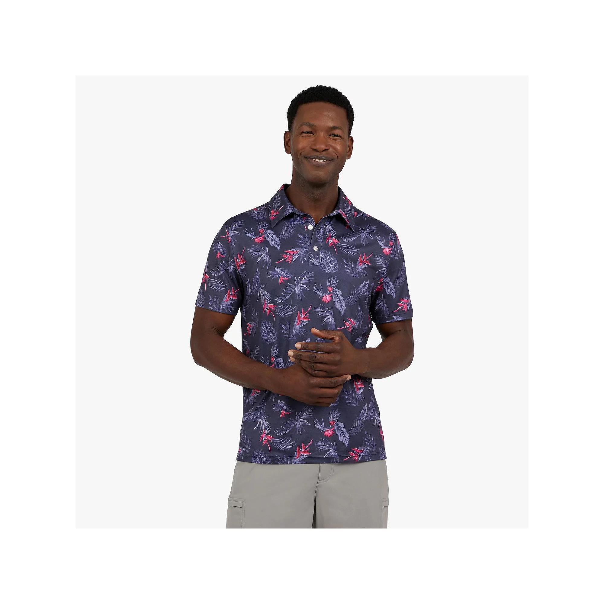 Men's Chaps Short Sleeve Printed Performance Polo, Size: XL, Purple Palm Product Image