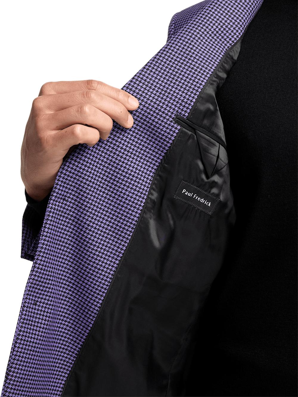 Wool Houndstooth Single Breasted Peak Lapel Sport Coat - Purple Product Image
