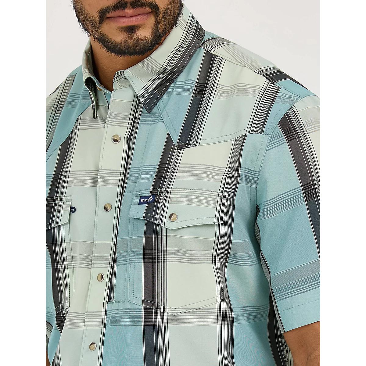 Men's Wrangler Performance Snap Short Sleeve Plaid Shirt | Men's SHIRTS | Wrangler® Product Image