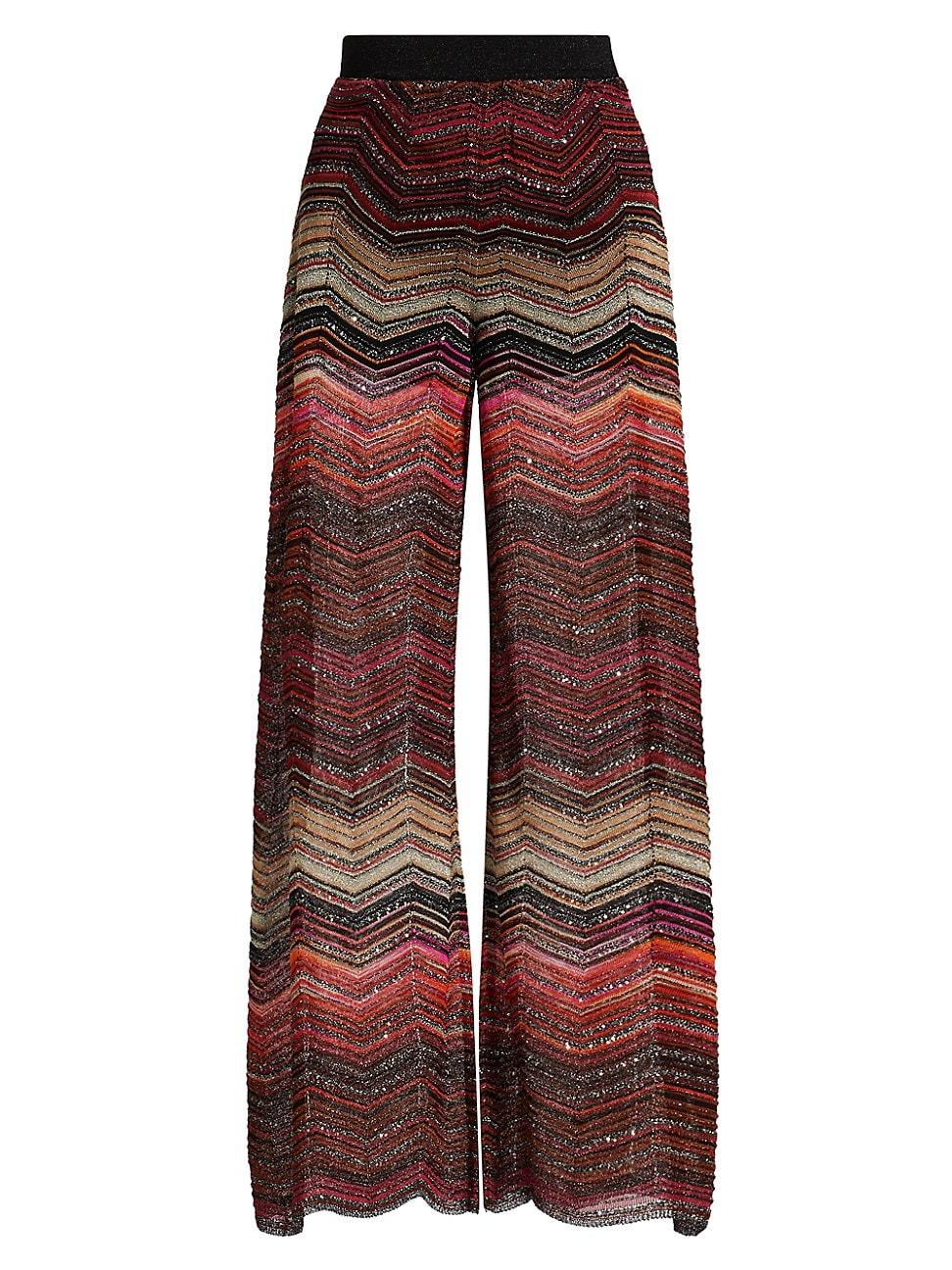 Womens Metallic ZigZag Knit Pants Product Image