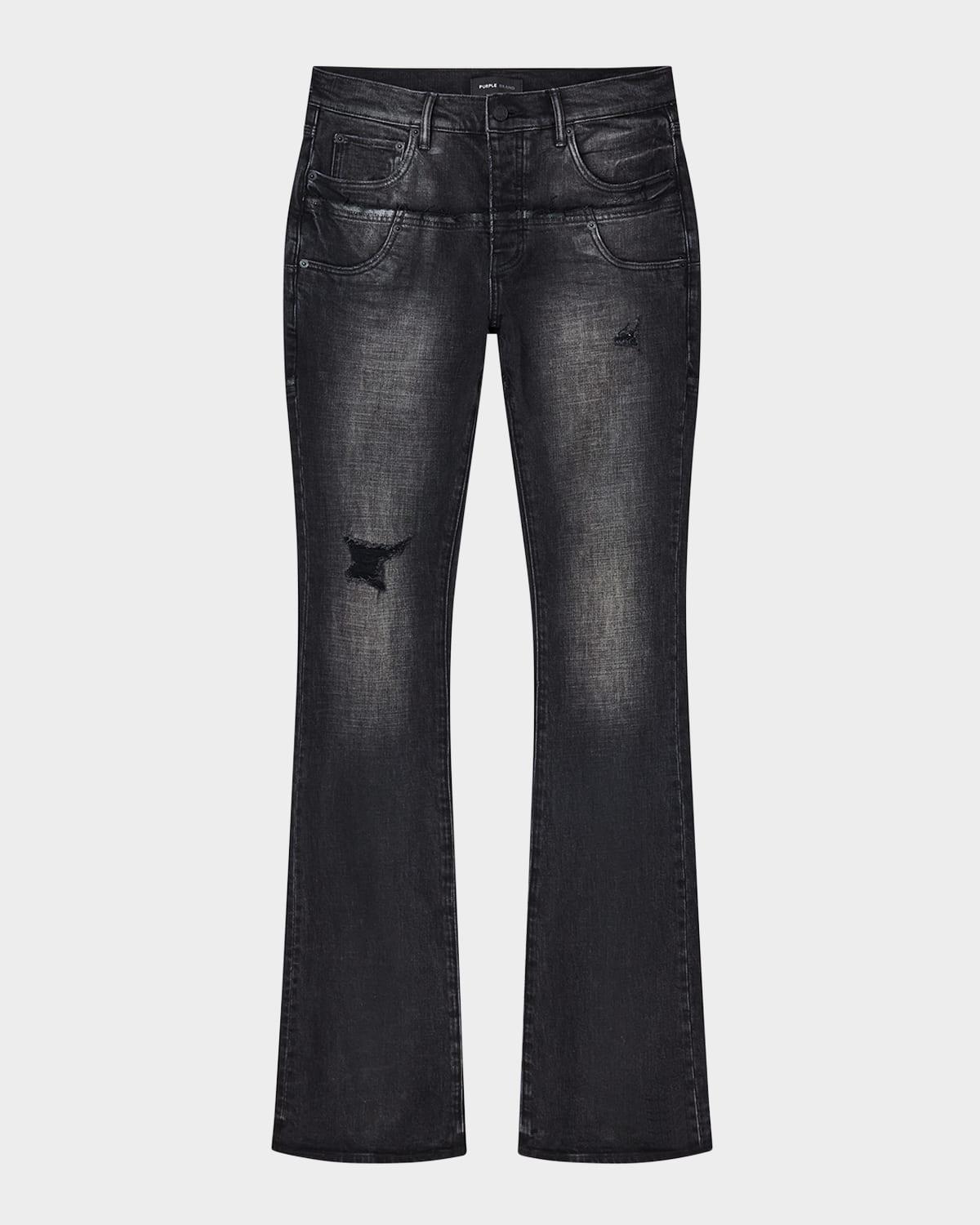 Men's Coated Double-Waist Flare Jeans Product Image