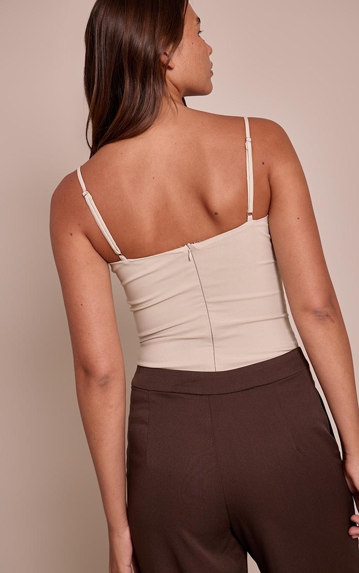 Stone Woven Stretch Strappy Bodysuit Product Image