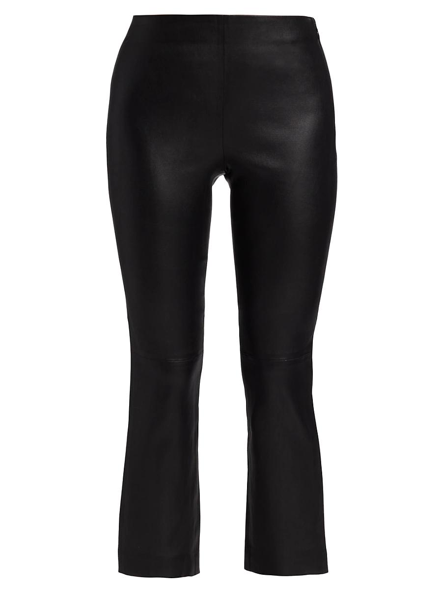 Womens Cropped Leather Boot-Cut Pants Product Image