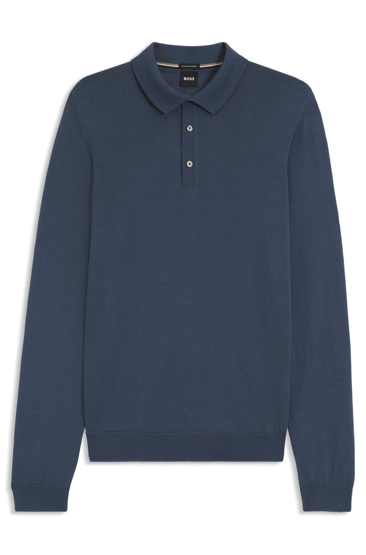 Knitted polo sweater in virgin wool Product Image