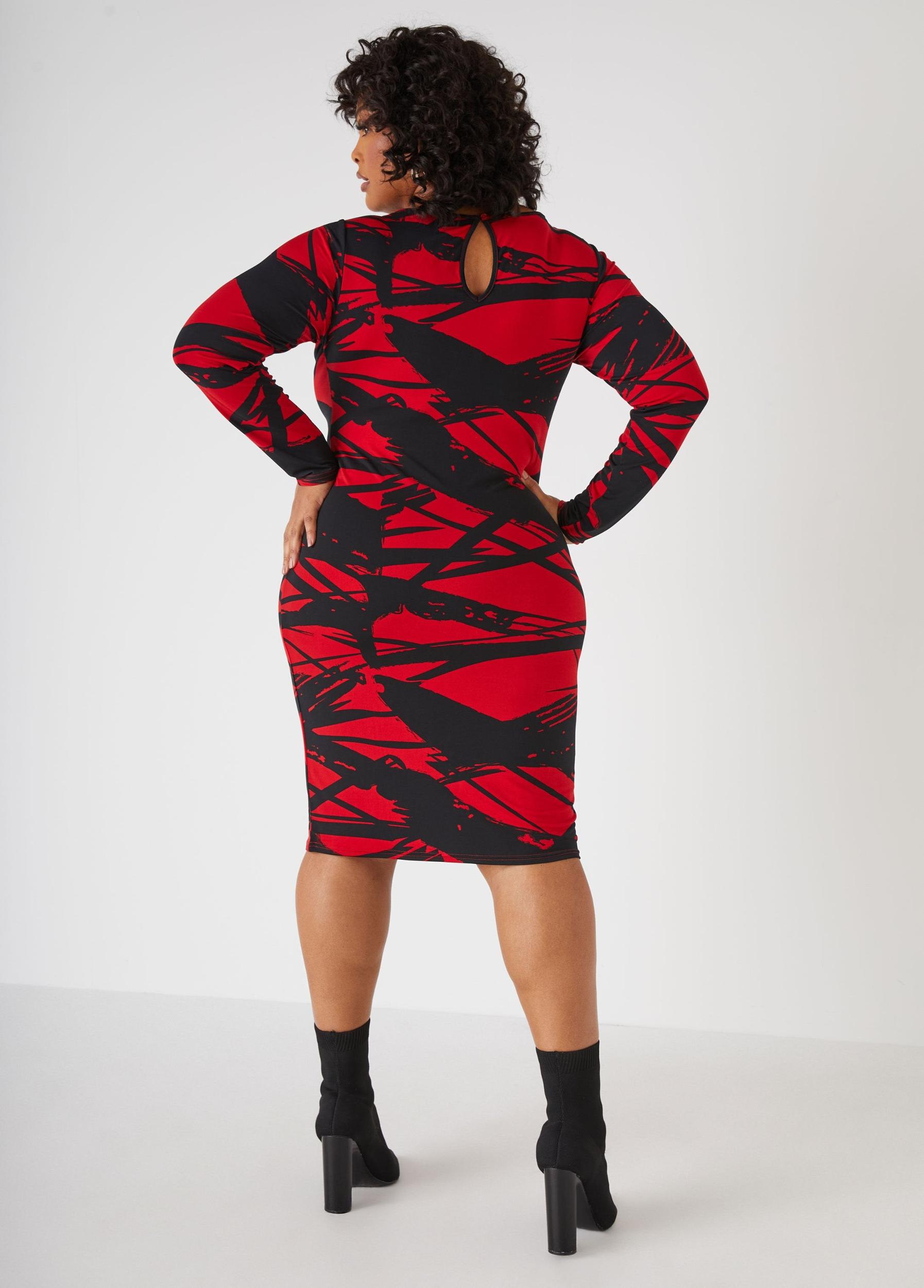 Brushstroke Print Bodycon Dress Product Image