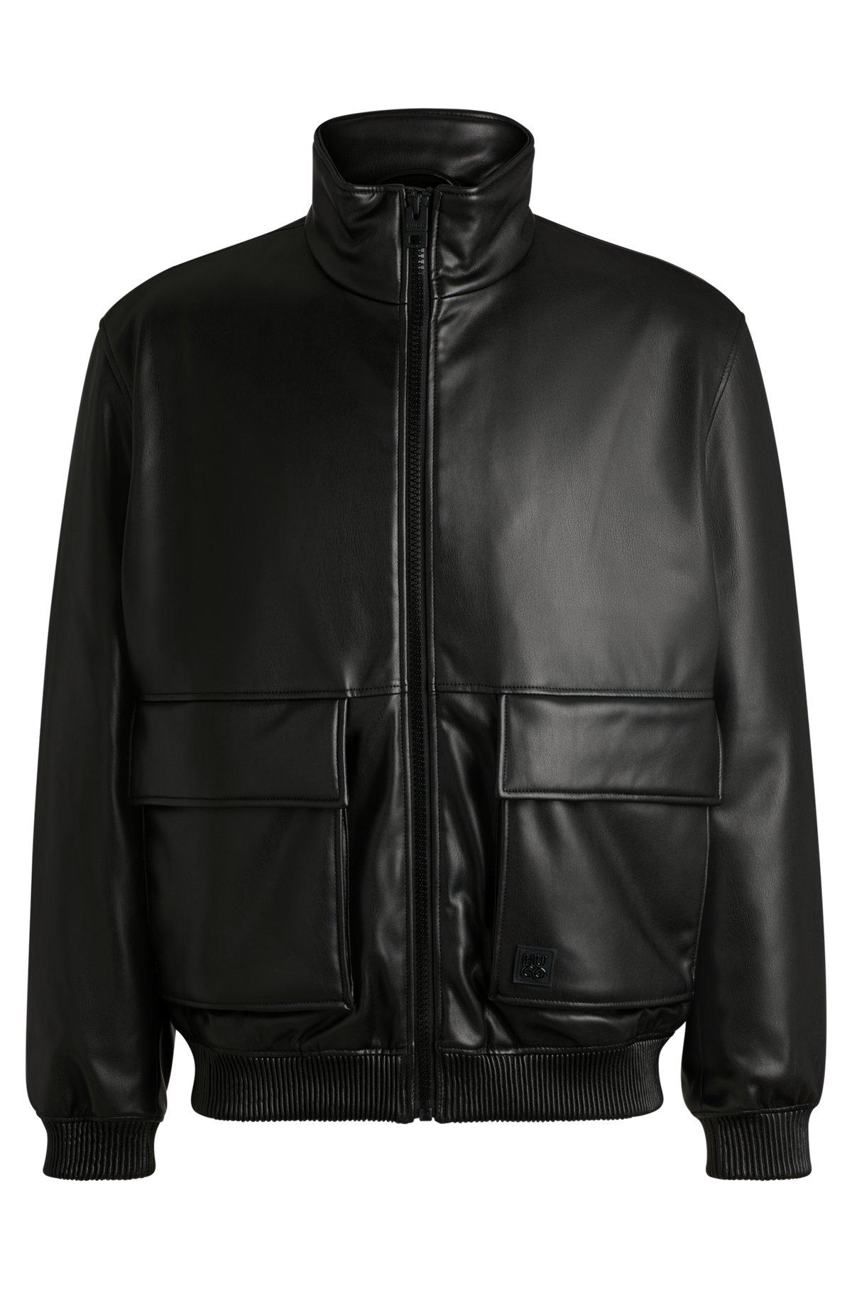 Faux-leather jacket with stacked logo Product Image