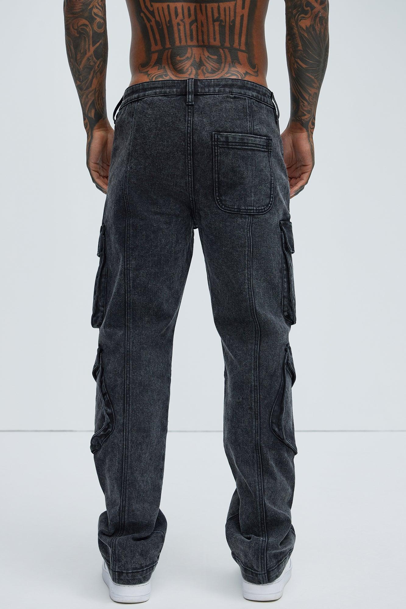 Black Jack Mike Straight Cargo Jeans - Black Wash Product Image