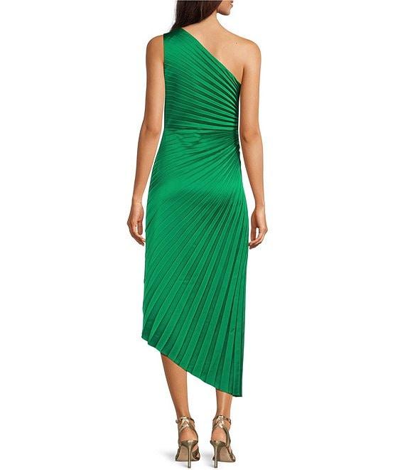 Belle by Badgley Mischka Kelsey Sleeveless One Shoulder Asymmetric Fit and Flare Midi Dress Product Image