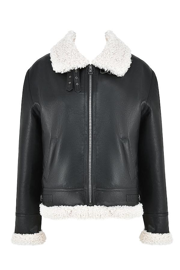 Madden  black vegan shearling aviator jacket Product Image