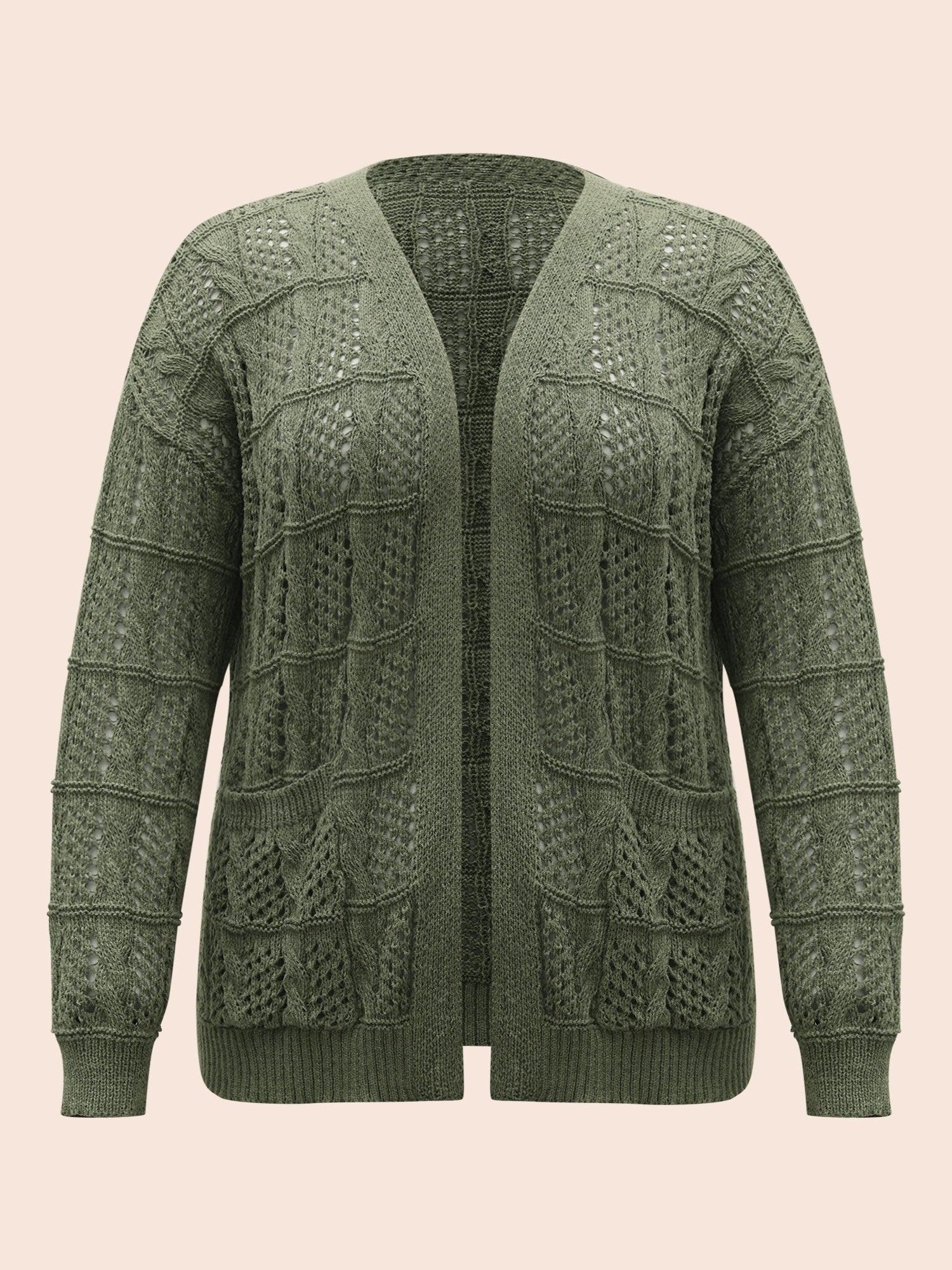 Textured Cable Knit Pocket Cardigan Female Product Image