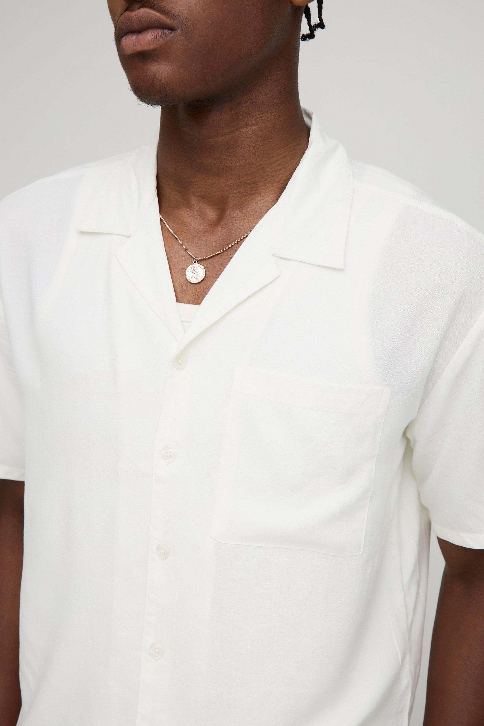Oversized Boxy Viscose Shirt & Swim Set | boohooMAN USA Product Image