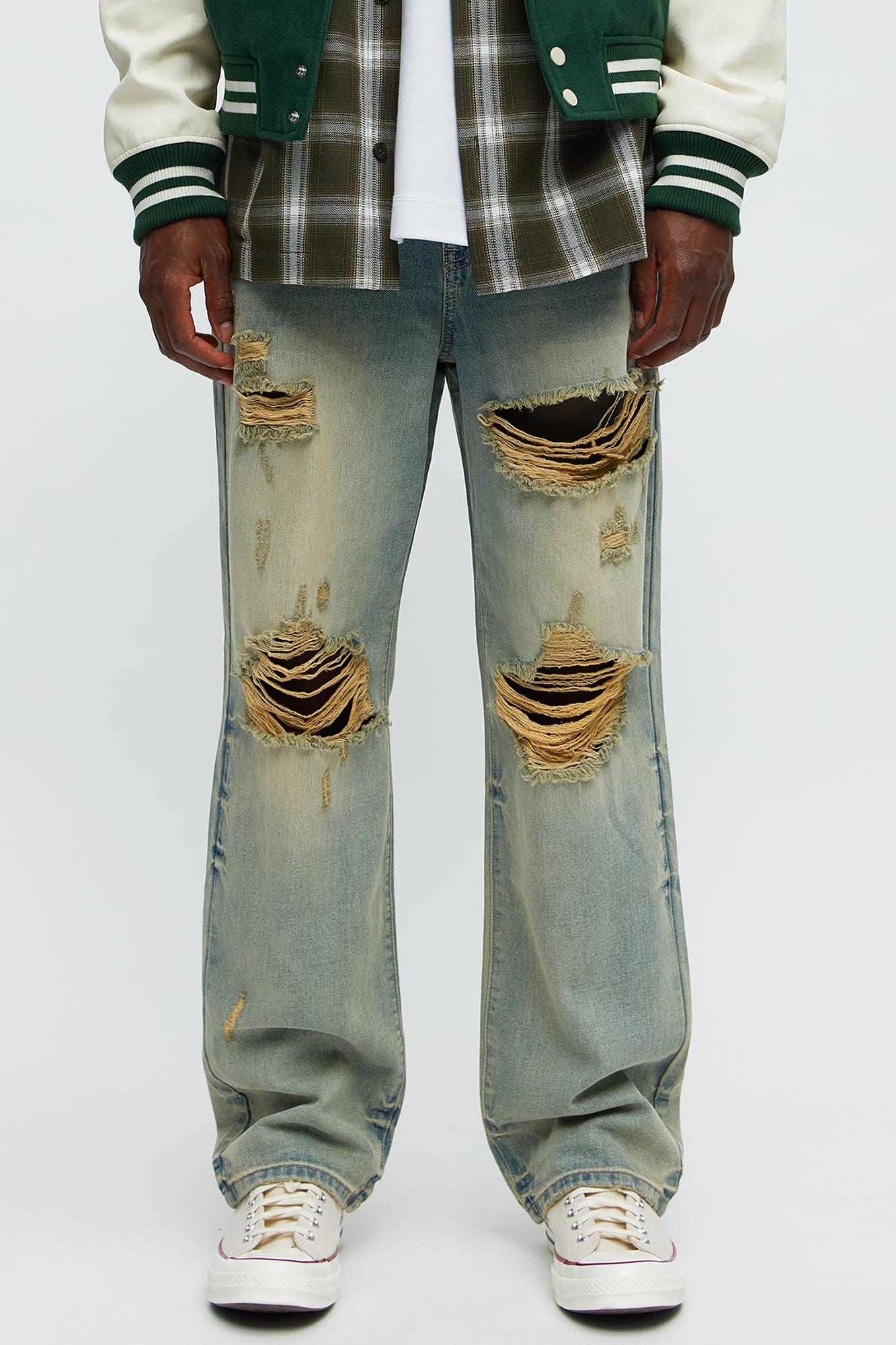 Get Down Distressed Straight Jeans - Vintage Blue Wash Product Image