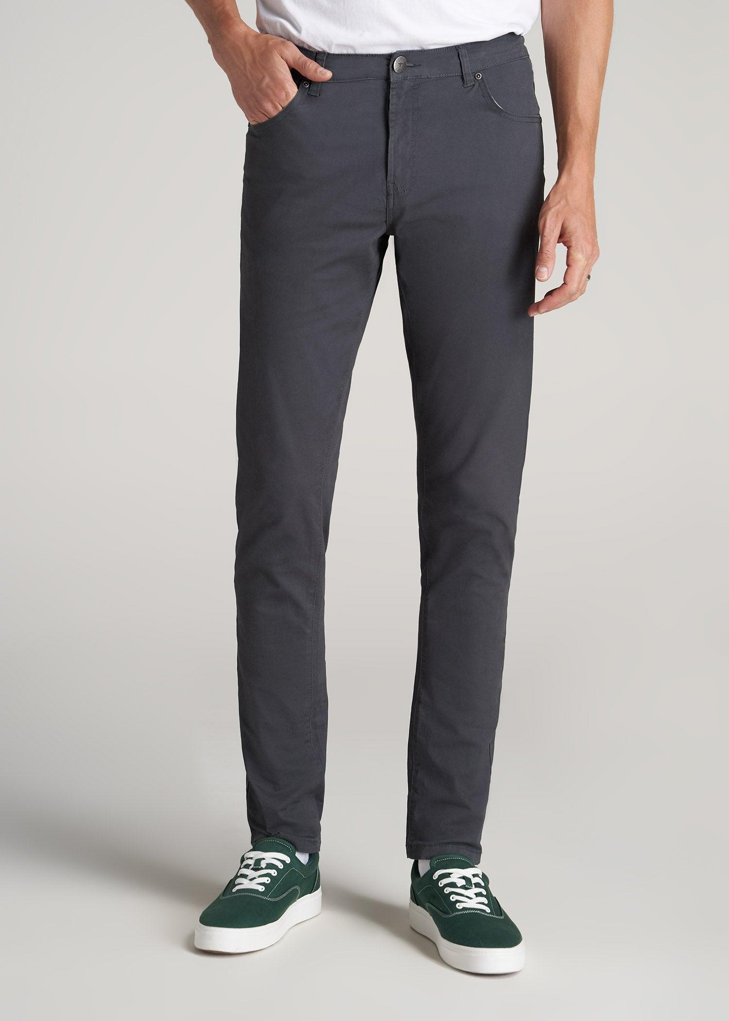 Carman TAPERED Fit Five Pocket Pants for Tall Men in Pebble Grey Male Product Image