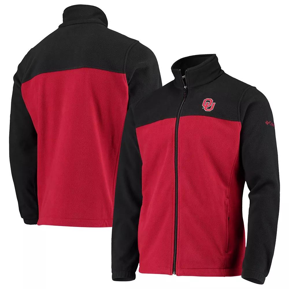 Men's Columbia Black/Crimson Oklahoma Sooners Flanker III Fleece Team Full-Zip Jacket, Size: Medium Product Image