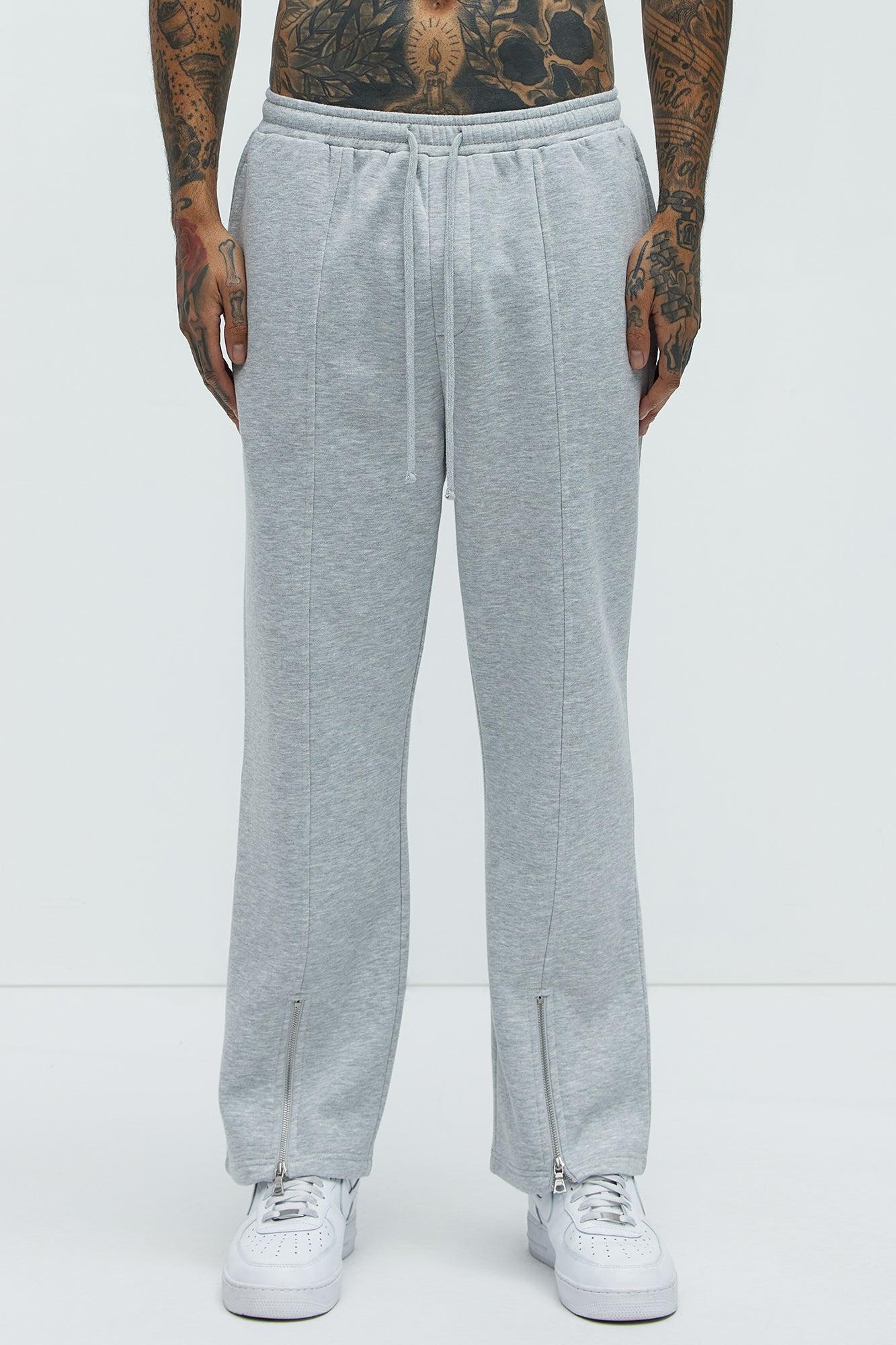 Tyson Elm Zip Hem Straight Sweatpants - Heather Grey Product Image