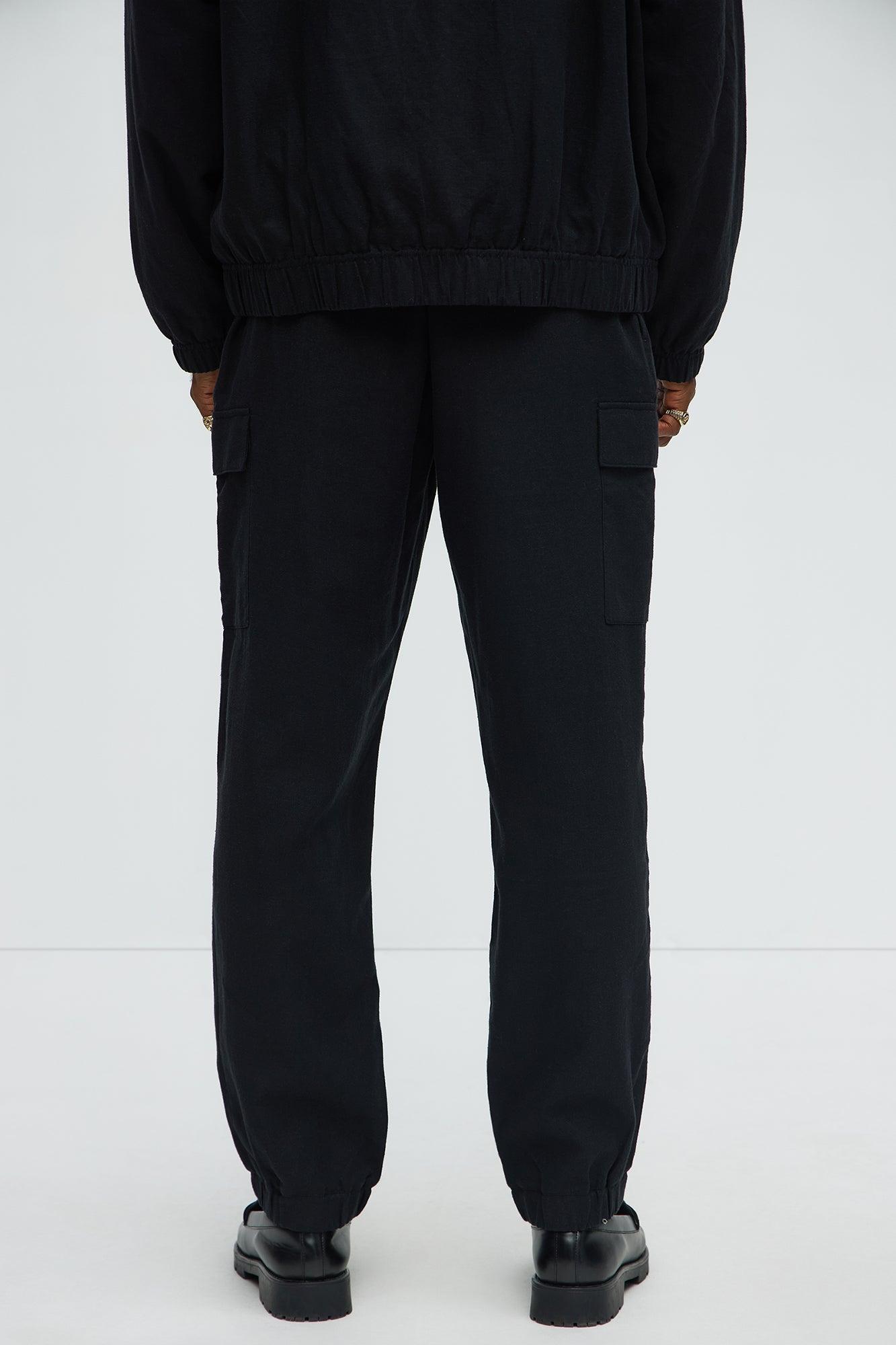 Slim Bahamas Linen Cargo Jogger - Black Product Image