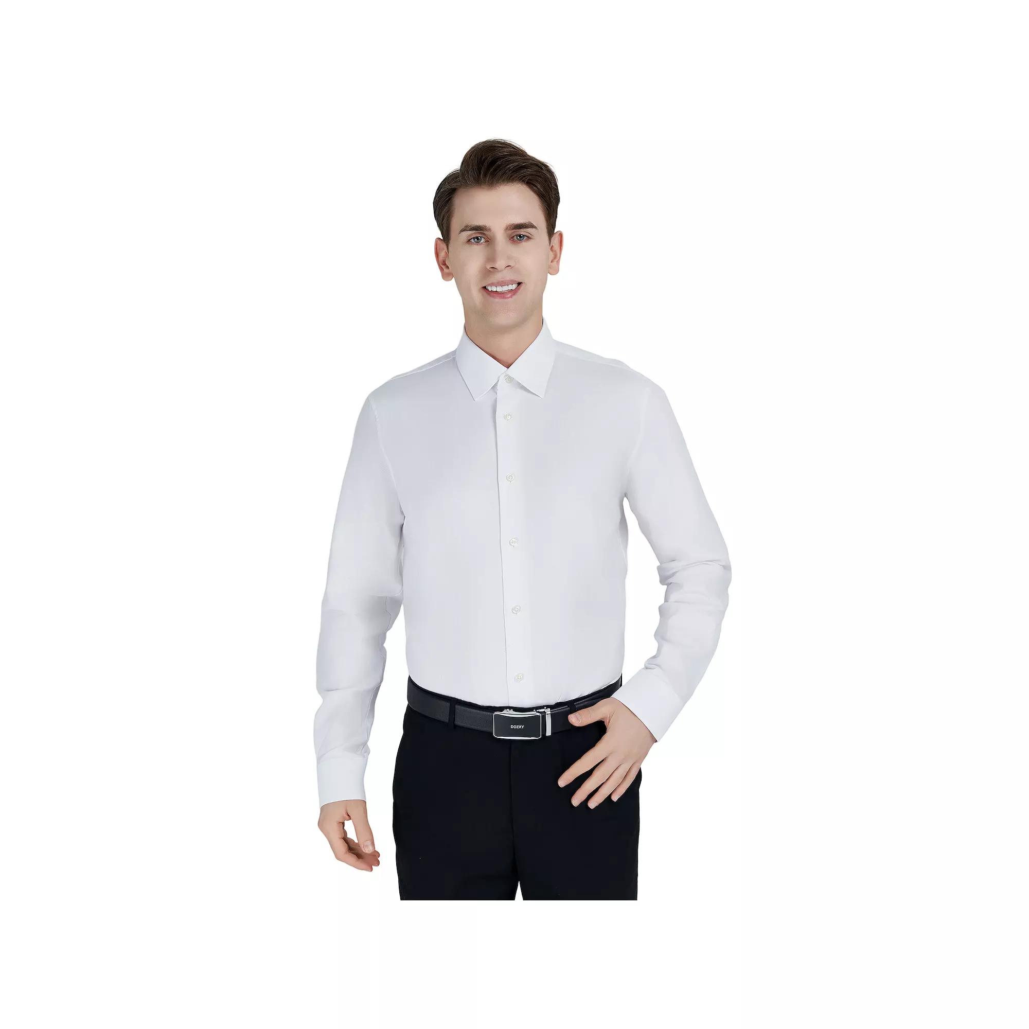 Men's Bespoke Classic-Fit Textured Easy Care Dress Shirt,  Product Image