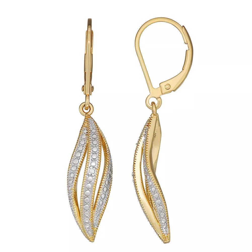 18K Gold over Sterling Silver Diamond Accent Drop Earrings, Women's, Gold Tone Product Image