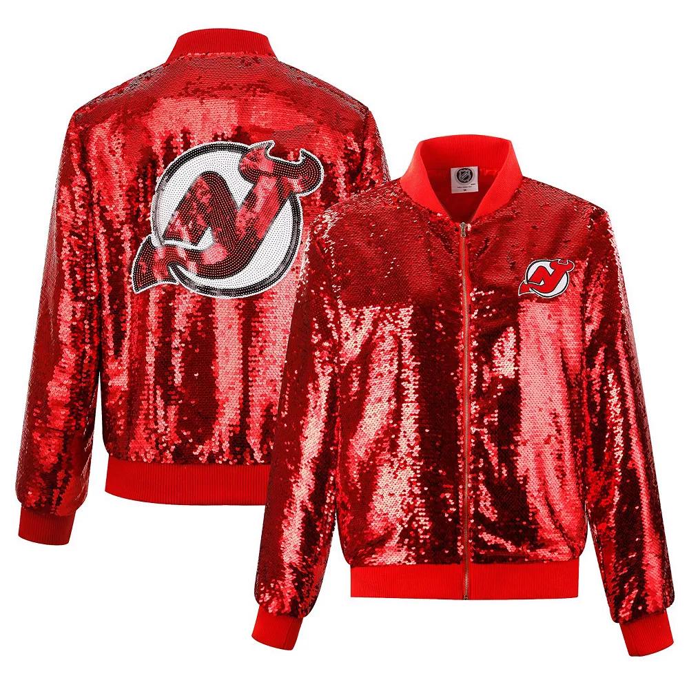 Women's Cuce Red New Jersey Devils Sequin Full-Zip Jacket,  Product Image