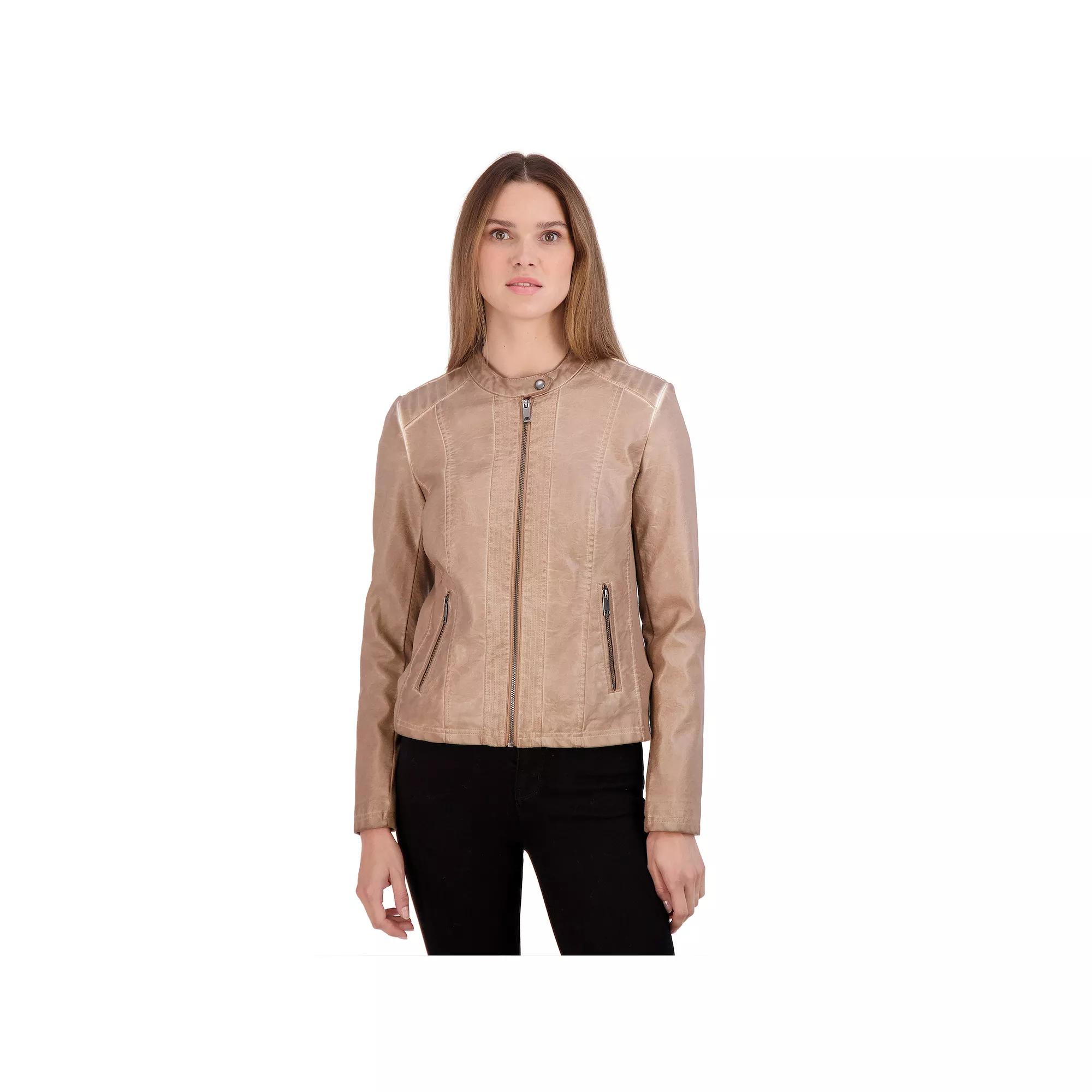 Women's Sebby Collection Faux-Leather Racing Jacket,  Product Image