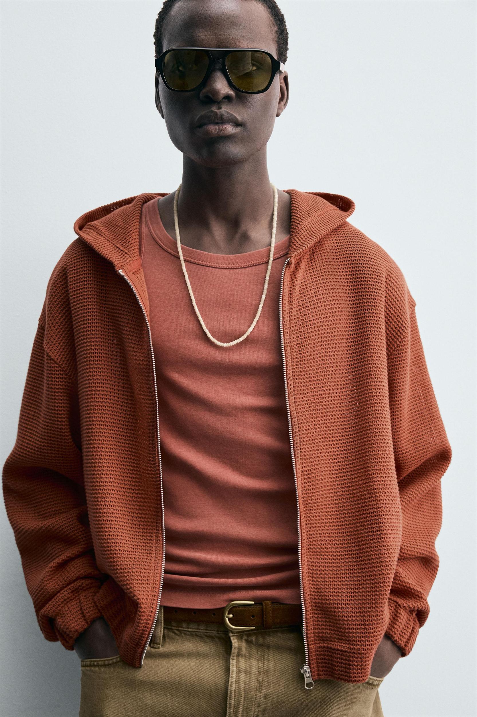 OPEN WEAVE HOODED SWEATSHIRT Product Image