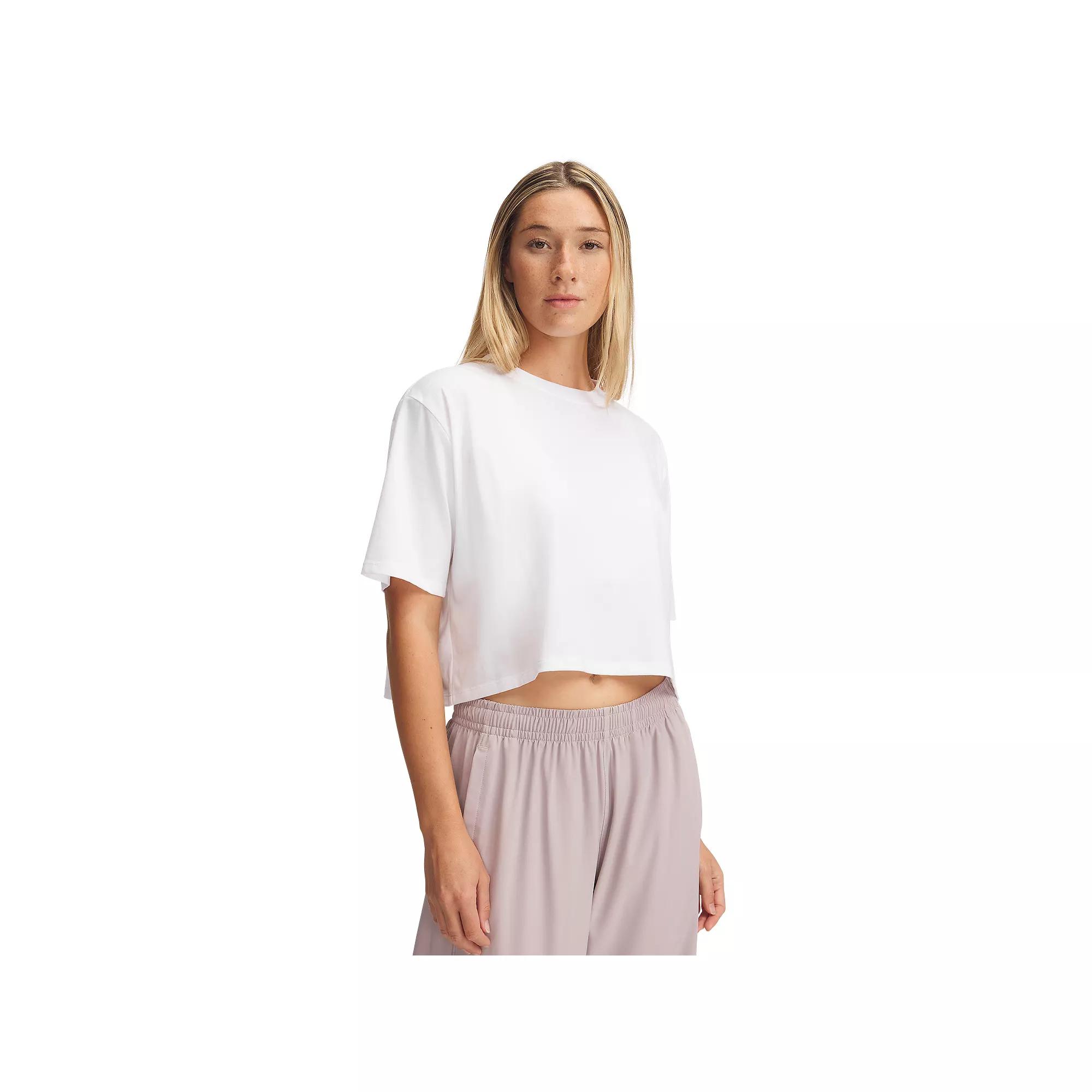 Women's Under Armour Rival Short Sleeve Cropped Tee, Size: Small, White Product Image