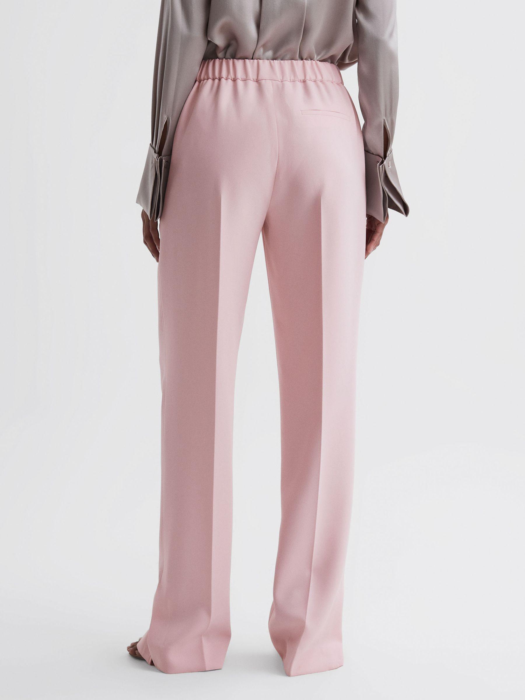 Wide Leg Split Hem Trousers in Pink Product Image