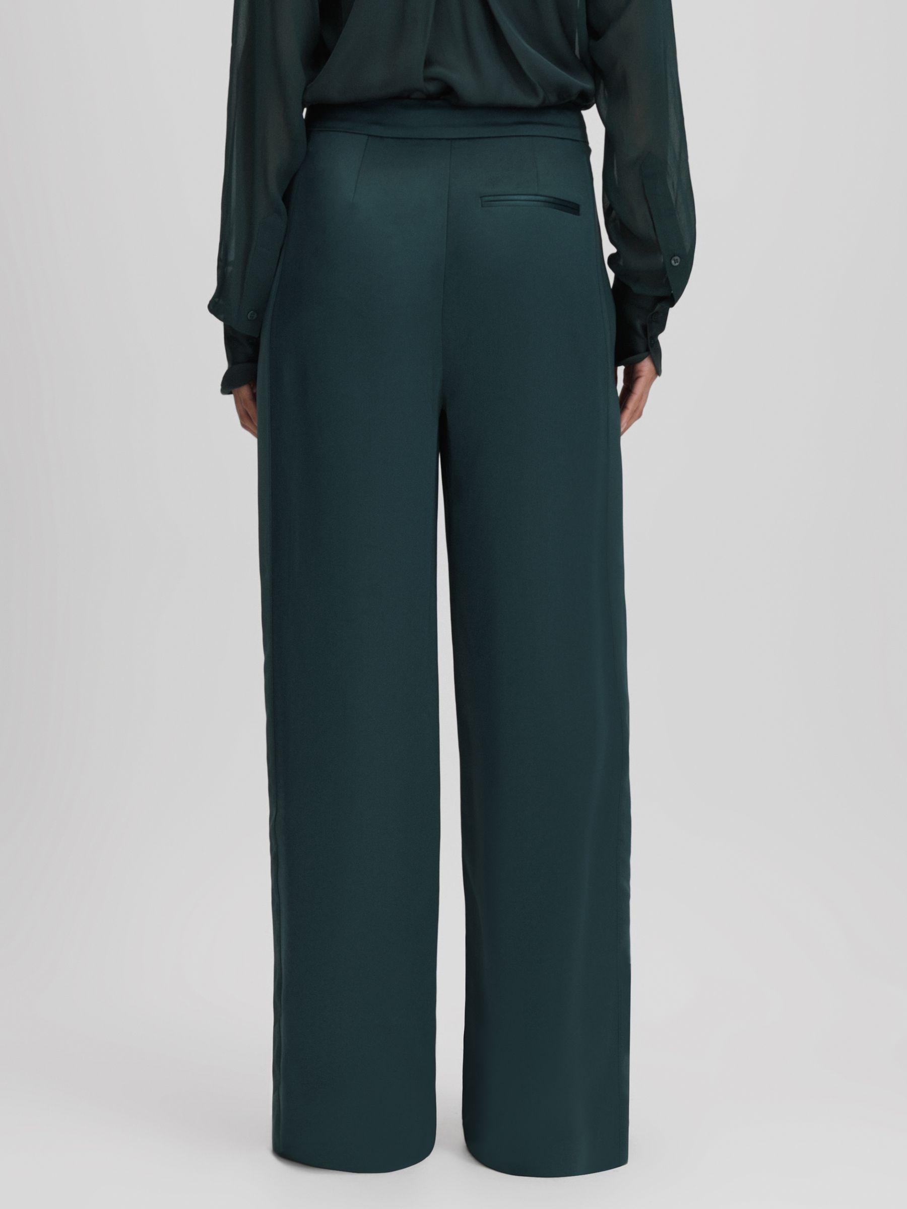Satin Wide Leg Trousers in Green Product Image