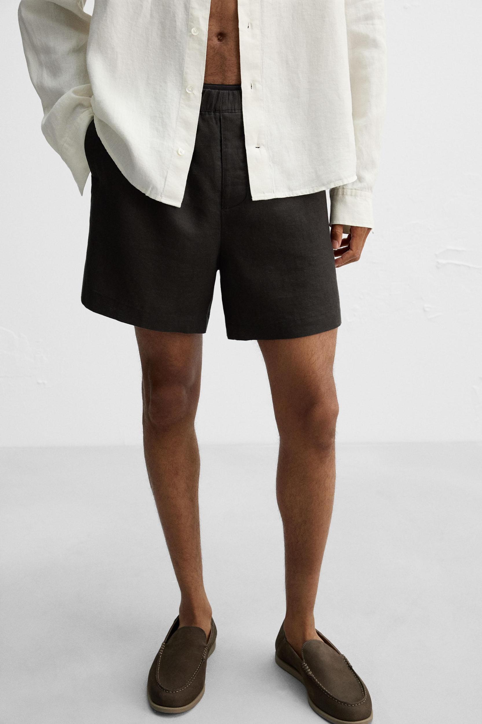 100% LINEN BERMUDA SHORTS Product Image