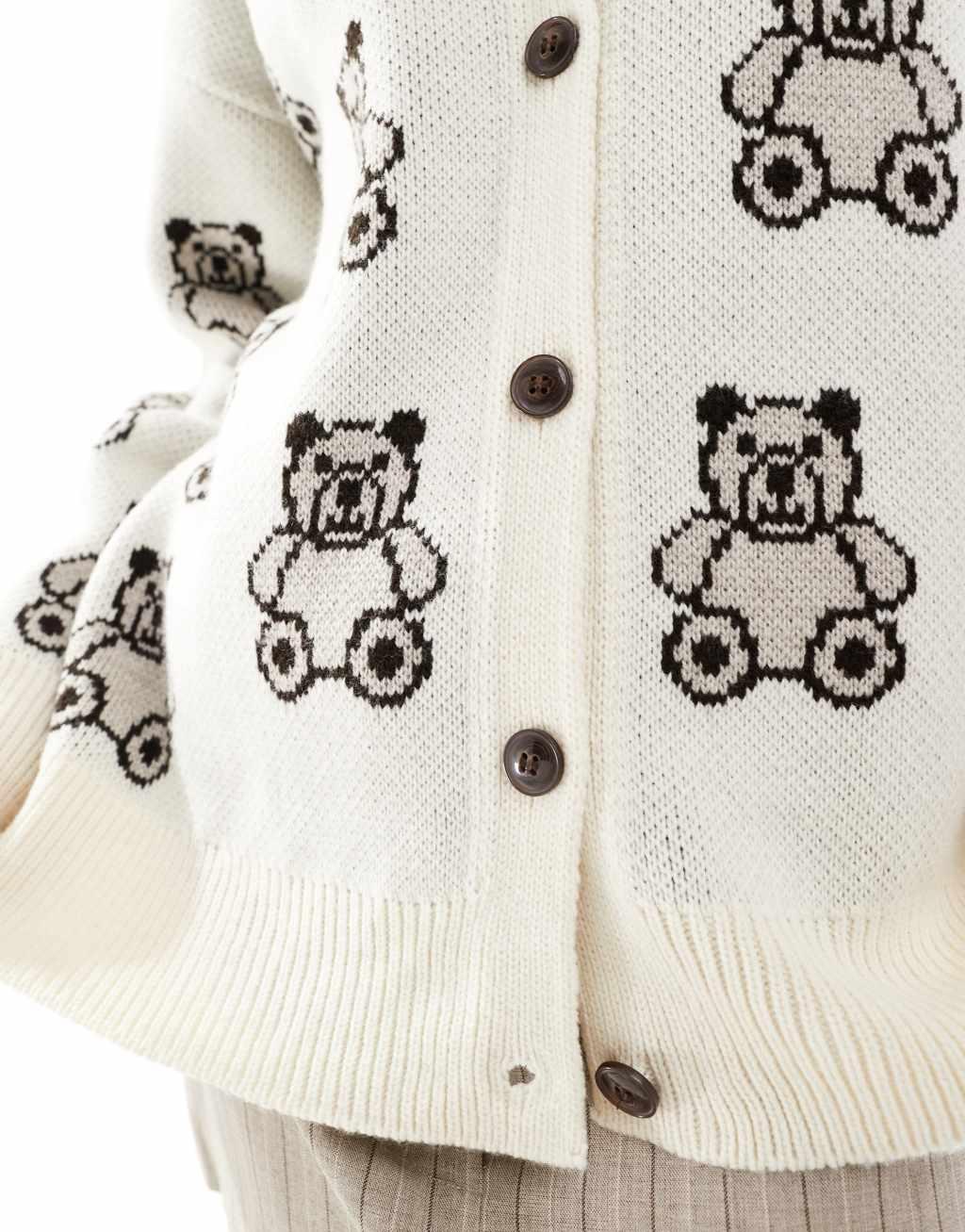 Miss Selfridge oversized mini teddy jacquard cardigan Product Image