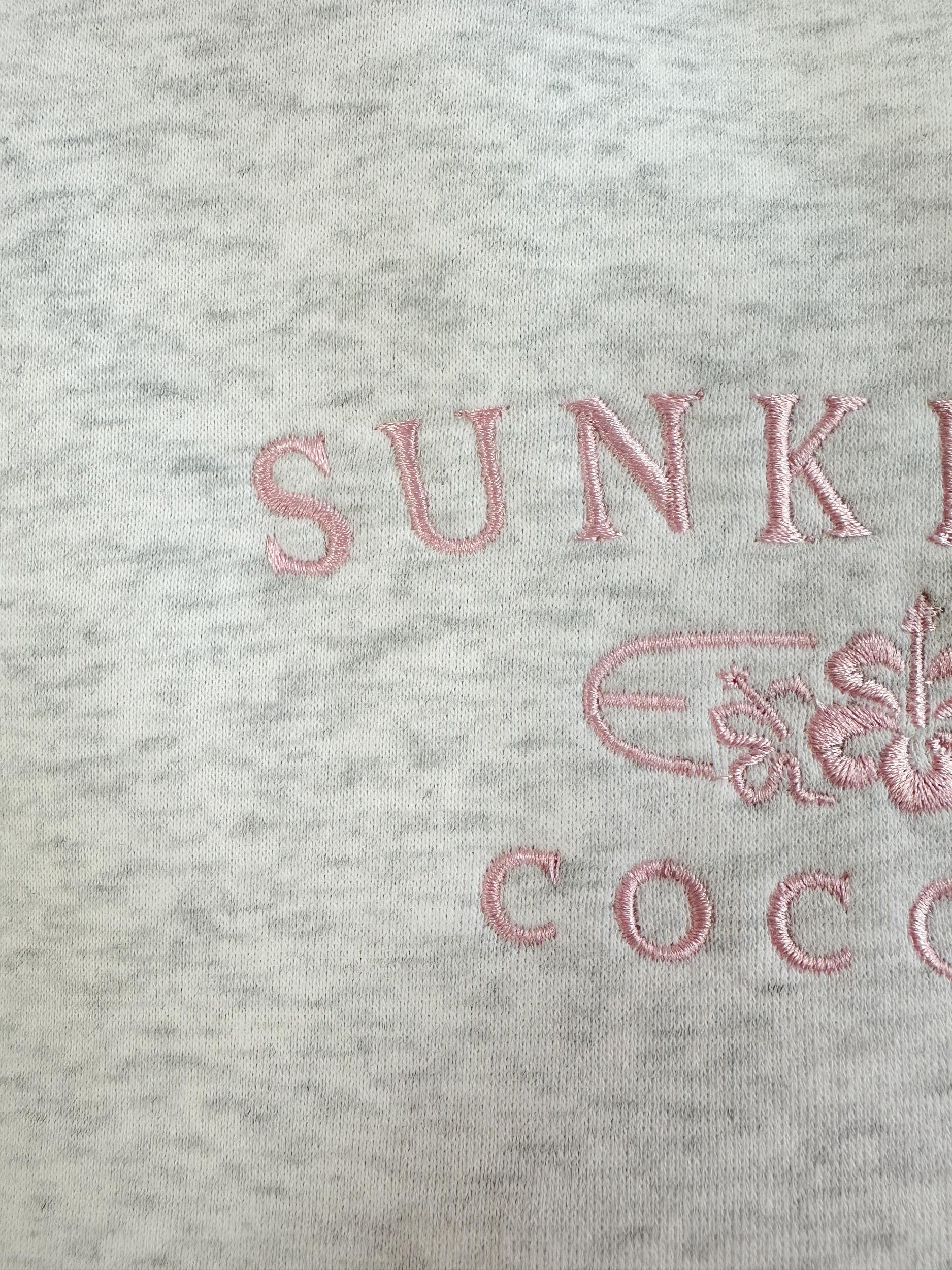 Pearl Grey and Pink Thread Sunkissedcoconut Embroider Sweatshirt Product Image